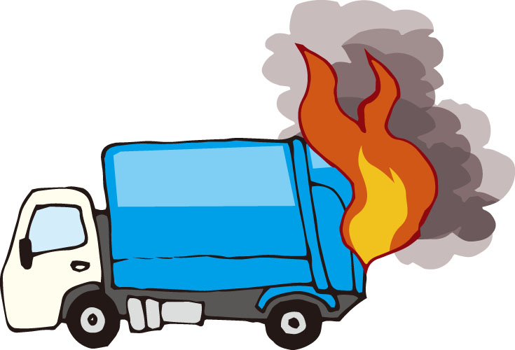 ゴミ収集車から火災