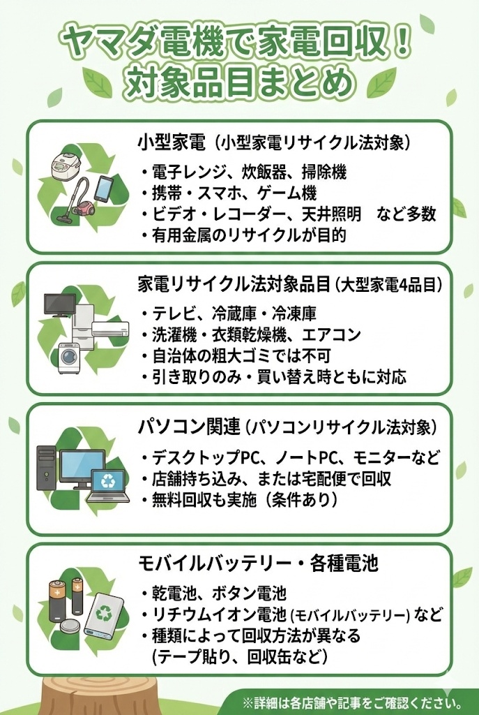 ヤマダ電機の家電回収対象品目まとめ