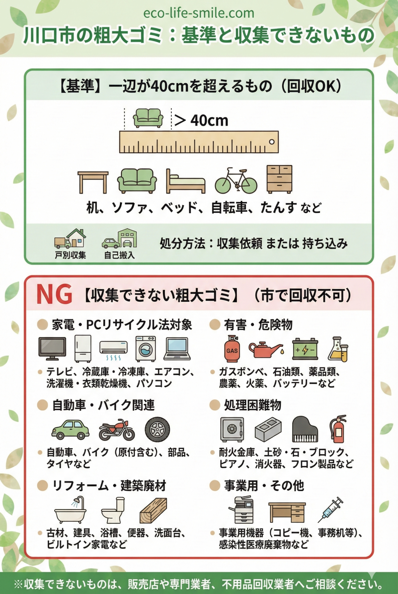 川口市の行政が定めた粗大ゴミ基準