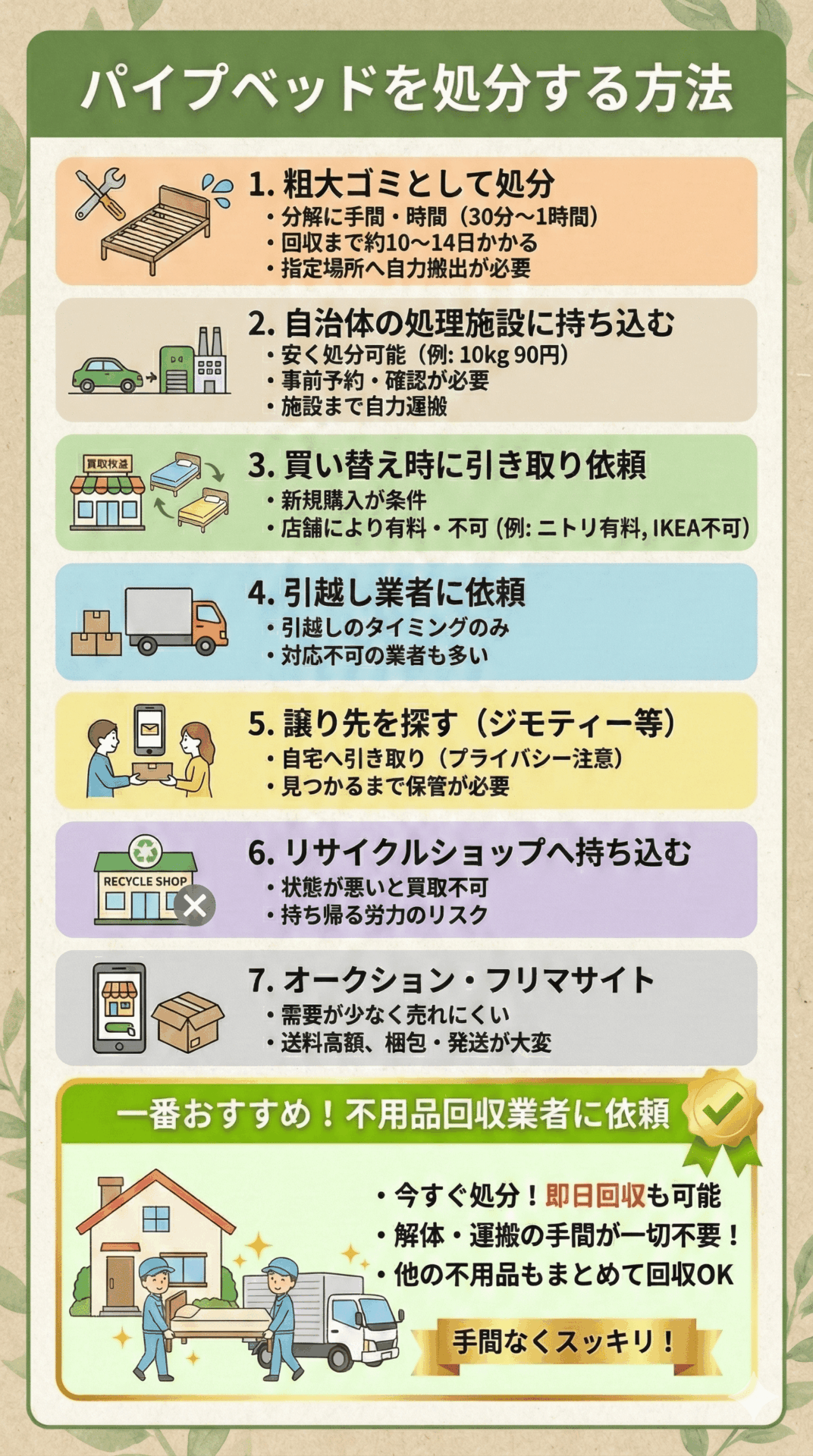 パイプベッドを処分する方法