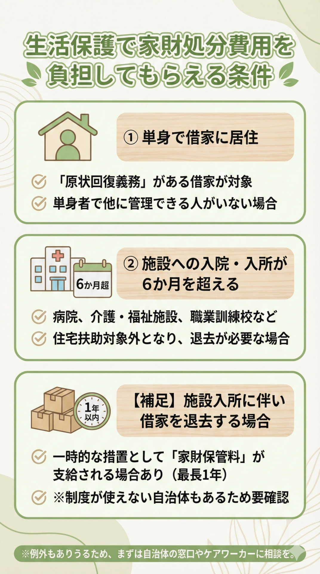 生活保護で家財処分費用を負担してもらえる条件