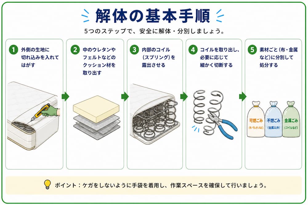 コイルマットレスの解体方法