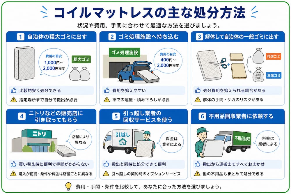 コイルマットレスの主な処分方法